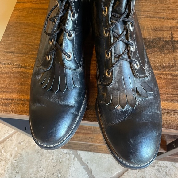 Laredo Mens Kiltie Roper Western Boots 10D Gray Leather Lace Up Vintage - Picture 5 of 6